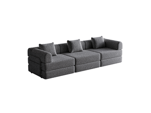 Canapé convertible ulevr 6 places modulable avec rangement d’accoudoir, chenille gris 274 x 183,8 x 69,8 cm