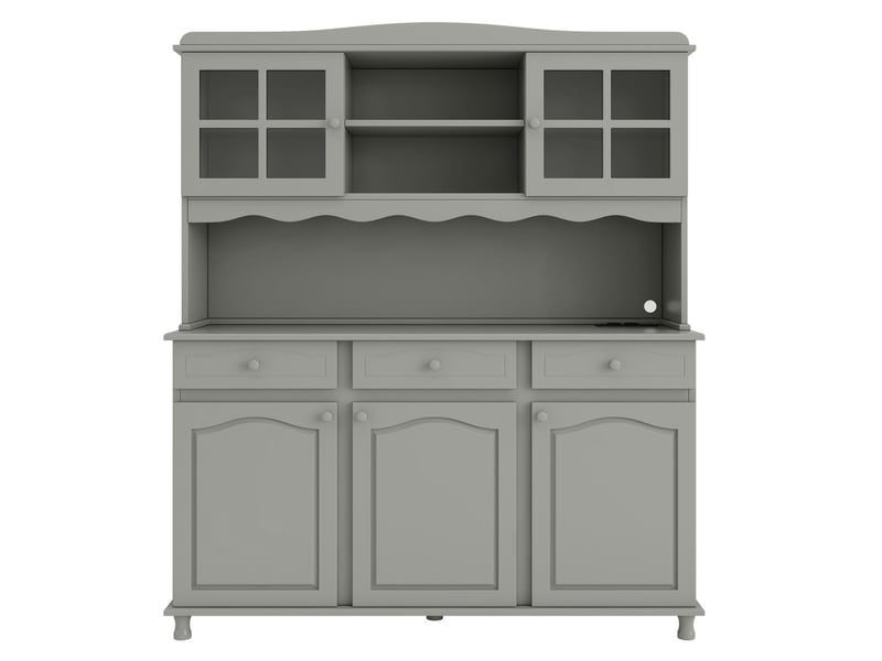  Buffet salle à manger 135 x 40 x 185 cm bahut à rangement multiniveau prise intégrée ports usb-c et usb-a bande lumineuse led colorée coloris gris-vert  - Conforama B