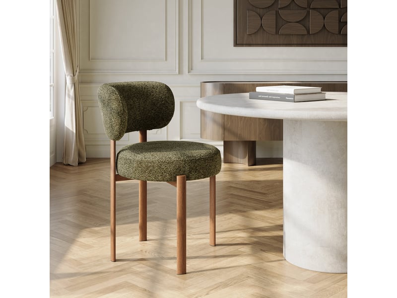  Lot de 2 chaises en bouclette kaki lauren AC24BKK - Conforama B