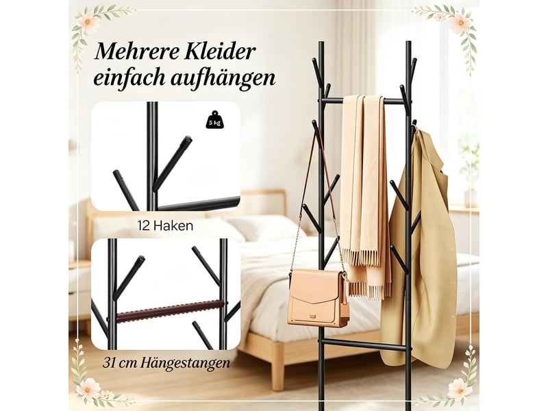  Porte-manteau sur pied en forme d’arbre avec panier de rangement  - Conforama D