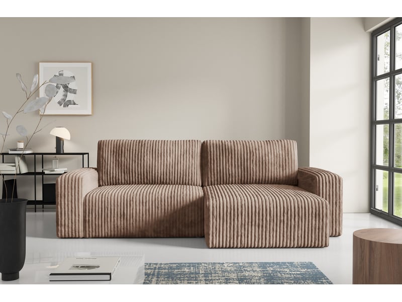 Canapé d'angle convertible cord fano braun - Conforama B