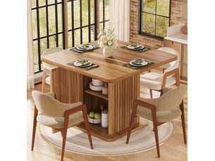 Table à manger carrée 80x80x76 cm avec rangement intégré décor bois marron foncé
