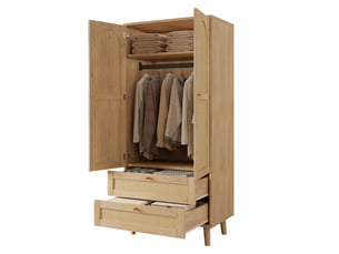 Armoire 2 porte(s) battante 2 tiroir(s) <strong>REDOM</strong> <strong></strong> coloris naturel largeur 50 cm