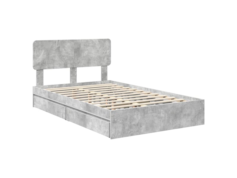 Lit double- lit adulte - lit de rangement gris béton 150 x 200 cm bois d'ingénierie - Conforama C