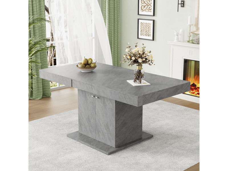  Table rectangulaire extensible avec rangement l140180x80x76cm effet béton télescopique automatique gain de place  - Conforama E