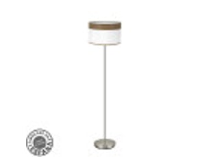 Fabrilamp cloe lampadaire textile blanc et bois foncé, 1 x e27, h 162 cm, ø 40 cm