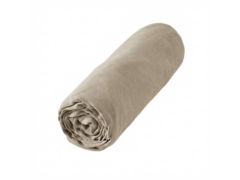  Drap housse 90x190+30 cm lin rosalie sable PD24892 - Conforama B
