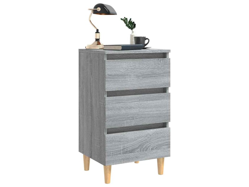  Table de chevet - cabinet de chevet - table de nuit avec pieds en bois sonoma gris 40x35x69 cm  - Conforama E