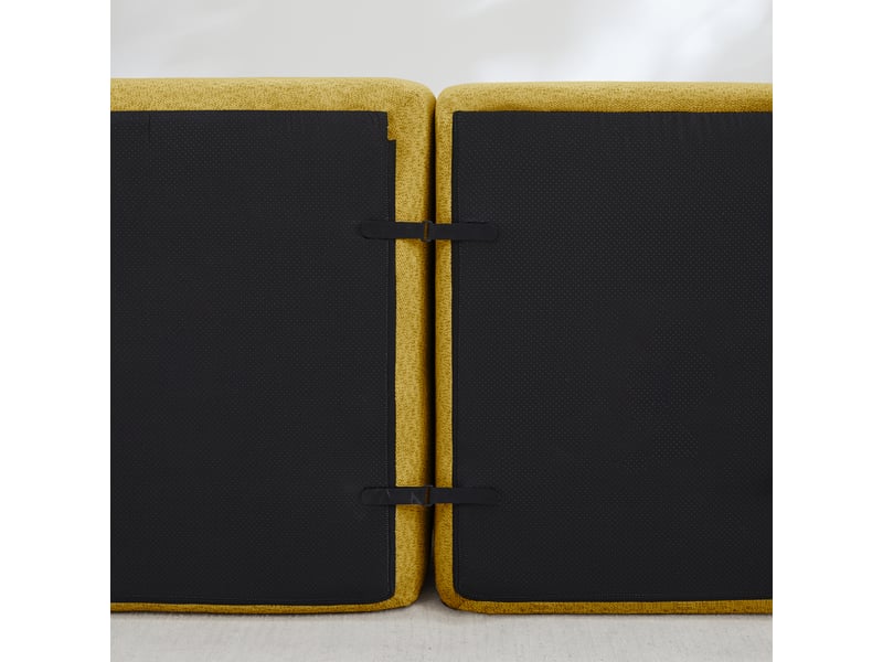 Canapé panoramique coquille 3 places, 2 poufs jaune – 288 x 165 x 79 cm Fay Lum - Conforama W