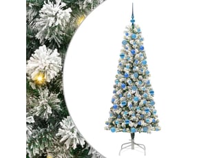 Sapin de noël, arbre de noël artificiel à branches articulées vert et blanc cf61138