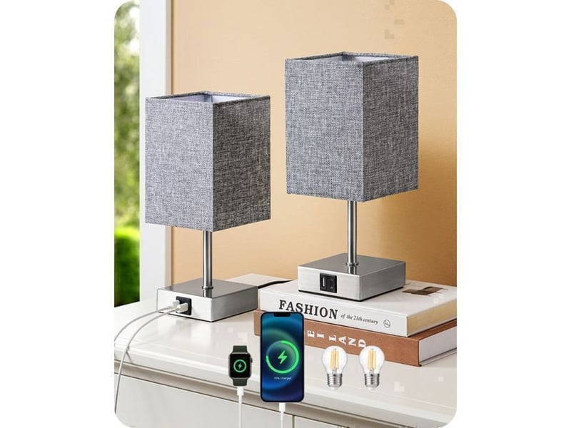  Lampe de chevet tactile dimmable set de 2 avec usb-c usb-a e27 2700k gris 28 cm 370618_AAAYP05880_6_DROPFR - Conforama A