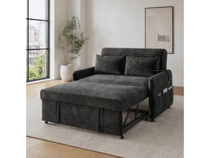 Canapé droit convertible MODENVIE 2 places Tissu gris