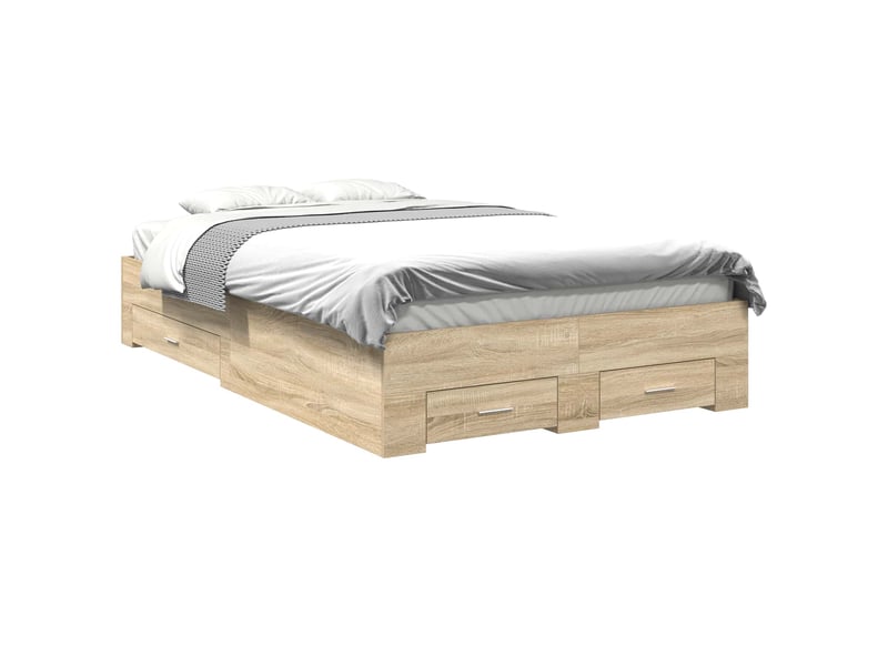 Lit double- lit adulte - cadre de lit avec tiroir marron 120 x 190 cm bois d'ingénierie - Conforama A