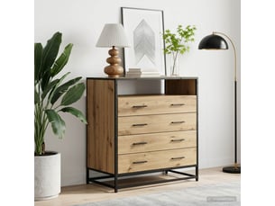 Armoire à tiroirs, commode 4-tiroir chêne artisanal 70x41x83,5 cm