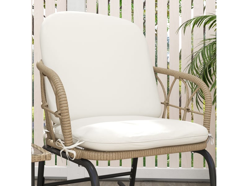  Salon de jardin 3 pièces jaune en rotin pe, 2 fauteuils à bascule avec table basse et housses amovibles  - Conforama E