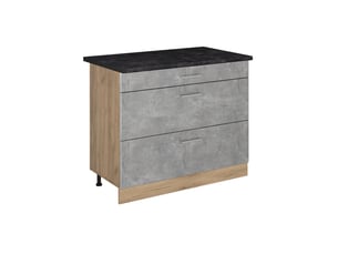 Vicco meuble cuisine, bétonchêne doré, 100cm plan de travail anthracite
