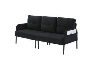 Canapé droit fixe <strong>MAISENTIEL</strong> <strong></strong> 3 places Velours côtelé noir