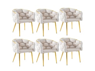 Chaise de salle à manger en velours beige lot de 6 evryae