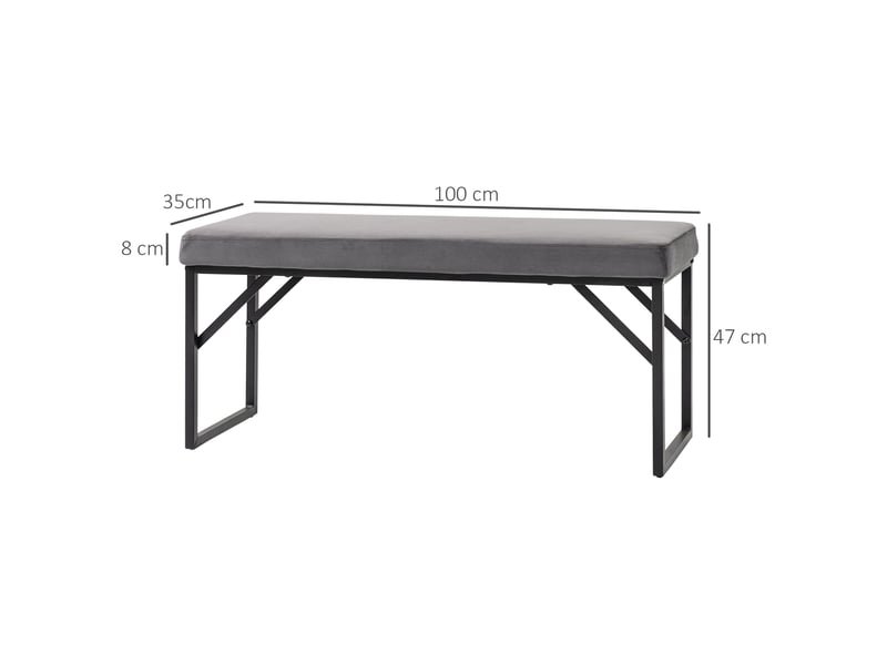  Banc avec coussin rembourré, banc à chaussures, banc d'entrée, coussin inclus, gris foncé et noir  - Conforama E