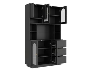Buffet 6 porte(s)  3 tiroir(s) <strong>WISHDOR</strong> <strong></strong> - 106 cm coloris noir 