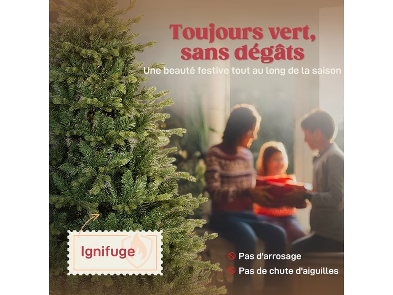  Sapin de noël artificiel de 180 cm, véritable sapin de noël avec 1660 points d'articulation sur les branches, support en métal, vert  - Conforama D
