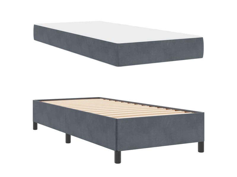  Lit simple- lit adulte -  cadre de lit gris foncé 80 x 200 cm tissu  - Conforama D