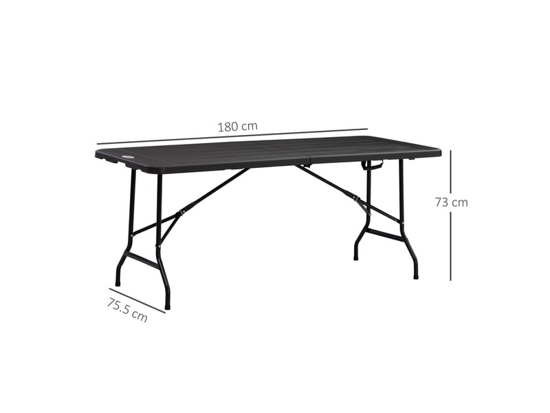 Table de jardin pliante pour 6 personnes en acier et pehd, 180 x 75,5 x 73 cm, gris foncé - Conforama E