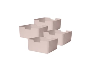 Lot 4 bacs en plastique rose 31 x 31 x 15 cm