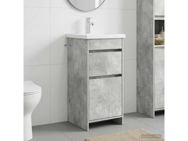  Meuble salle de bain avec évier, meuble de rangement gris béton 42x40x84.5 cm shl4057  - Conforama B
