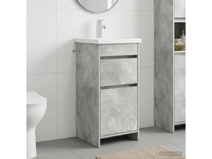 Meuble salle de bain avec évier, meuble de rangement gris béton 42x40x84.5 cm shl4057