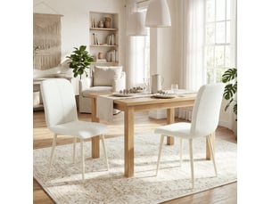 Lot de 2 chaises de salle à manger rembourrées 42x57x85 cm blanc crème