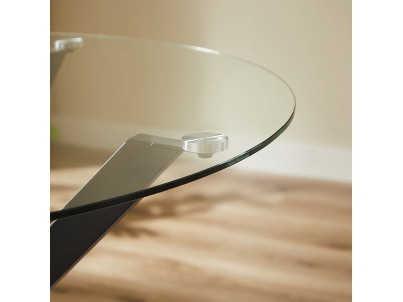  Table à manger ronde 80x80x78 cm – noir – verre trempé, pieds en métal stables pour 1 à 4 personnes  - Conforama E