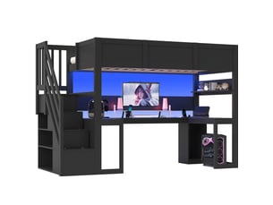 Lit mezzanine 90x200 cm <strong>HAUSS SPOLE</strong>  <strong></strong> coloris noir