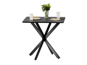 Table d'appoint carrée moderne, cadre en x, noir mat, métal robuste, idéale pour salon et bureau, 80x80x75 cm