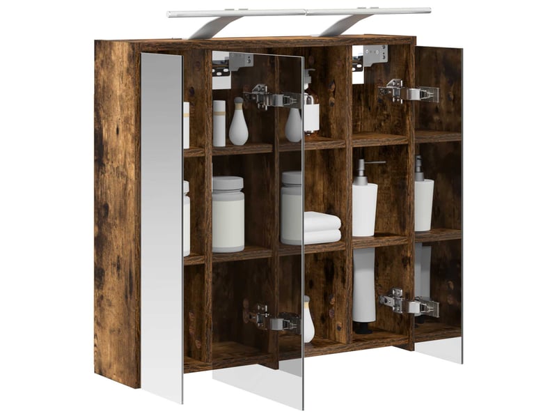  Armoire miroir de salle de bain, cabinet de salle de bain chêne fumé 63,5 x 16 x 62,5 cm cf65155  - Conforama C