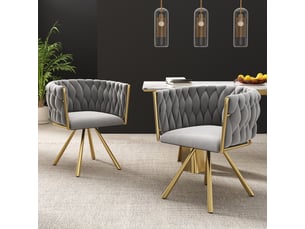 Lot de 2 chaises de salle à manger pivotantes,59x54x72 cm,velours,gris et doré
