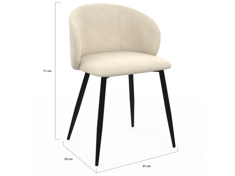  Lot de 6 chaises kira en velours crème pour salle à manger  - Conforama E