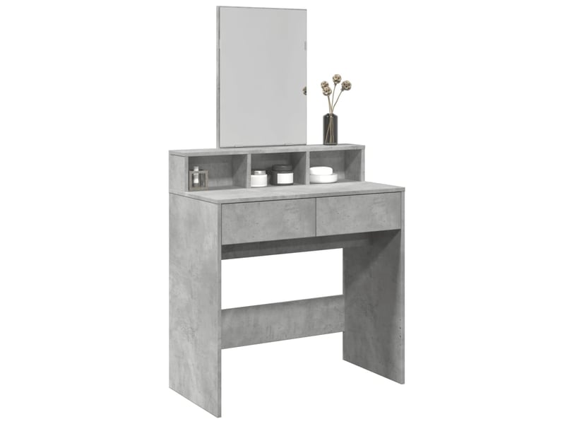  Coiffeuse, table de maquillage avec miroir gris béton 80x41x144,5 cm  - Conforama B