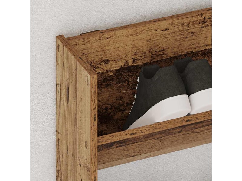  Meuble à chaussure, armoire à chaussures murale vieux bois 80x18x90 cm  - Conforama C