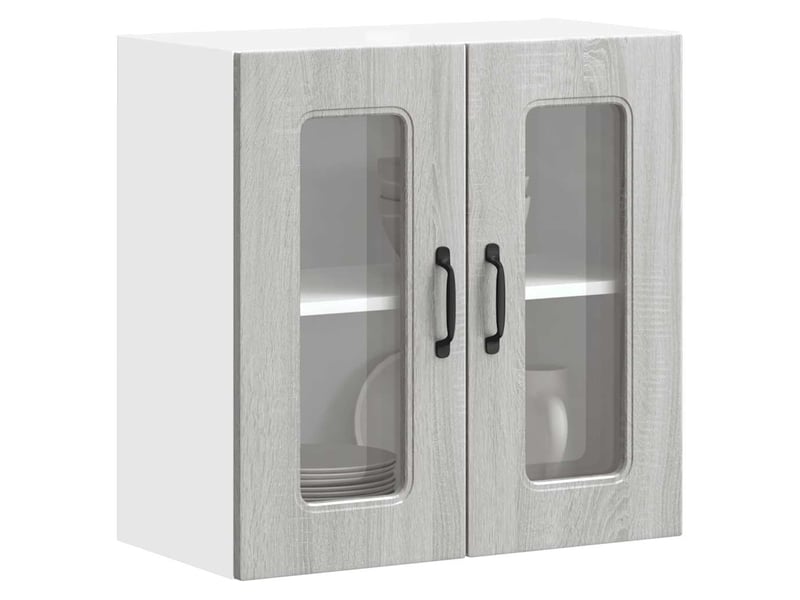 Armoire murale de cuisine avec porte vitrée kalmar bois d'ingénierie gris sonoma shl8679 - Conforama B