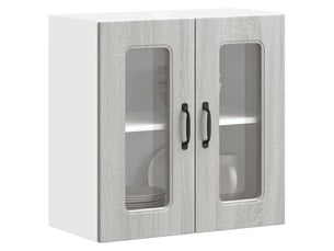 Armoire murale de cuisine avec porte vitrée kalmar bois d'ingénierie gris sonoma shl8679
