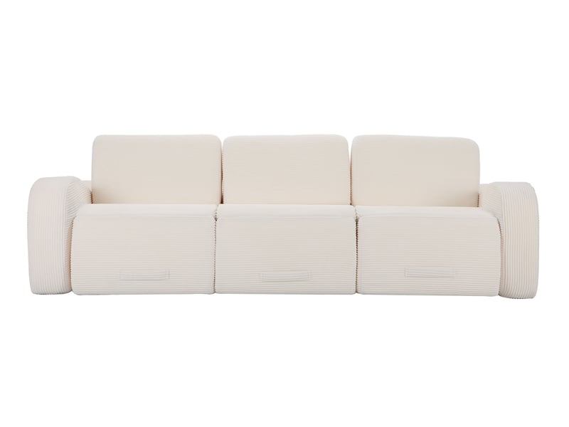  Canapé modulable convertible 3 places 247x115x76 cm compressé, mousse douce, velours côtelé couleur beige  - Conforama D