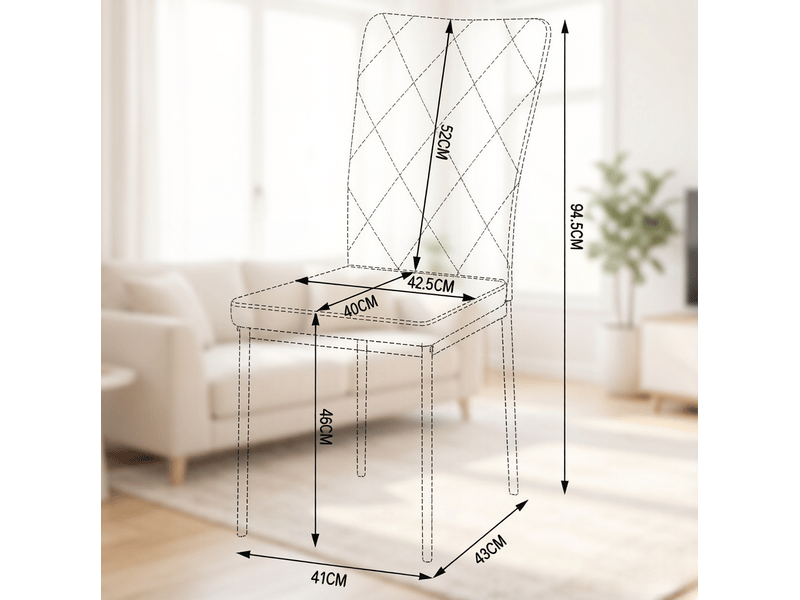  Chaise de salle à manger lot de 4 à dossier haut rembourré avec patins antidérapants en simili cuir et métal noir et blanc  - Conforama C