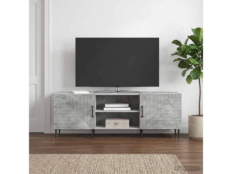  Meuble tv - banc tv - meuble de rangement 150 x 31 x 50 cm gris béton bois d'ingénierie  - Conforama D