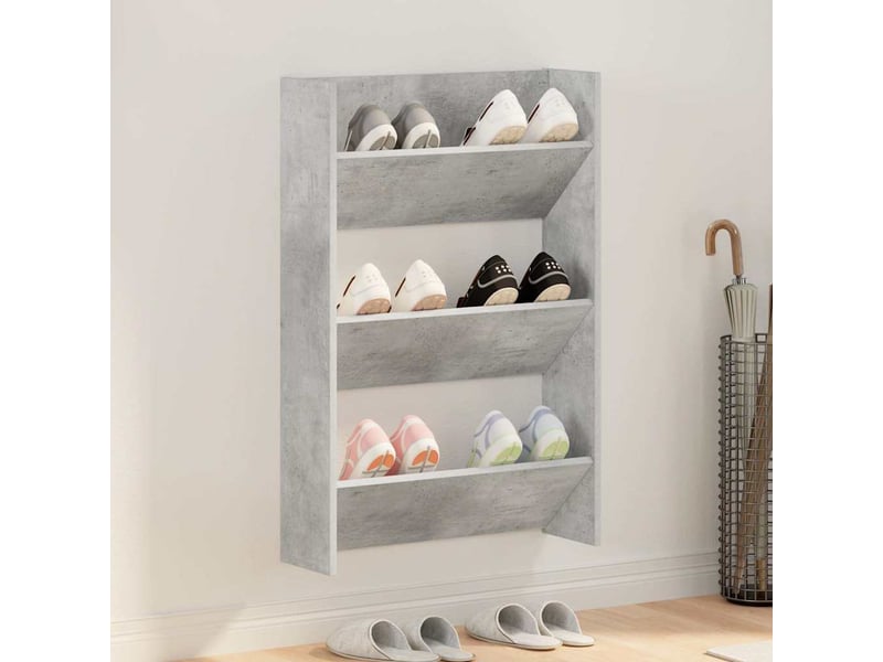  Meuble à chaussure, armoire à chaussures murale gris béton 60x18x90 cm aggloméré  - Conforama B