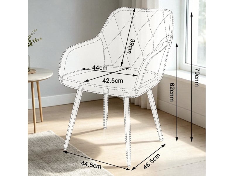  Chaise de salle à manger 44,5x46,5x79 cm avec accoudoirs métal bleu sarcelle  - Conforama E