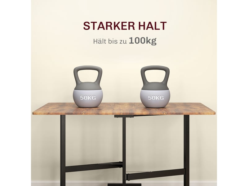  Table à manger pliante en bois brun, mobile, 6 roulettes pour petits espaces  - Conforama E
