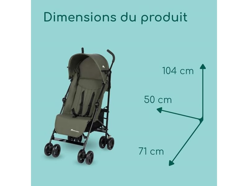 Poussette canne compacte 4 roues rainbow vert 6 mois a 4 ans dossier multipositions 1131116210 - Conforama E