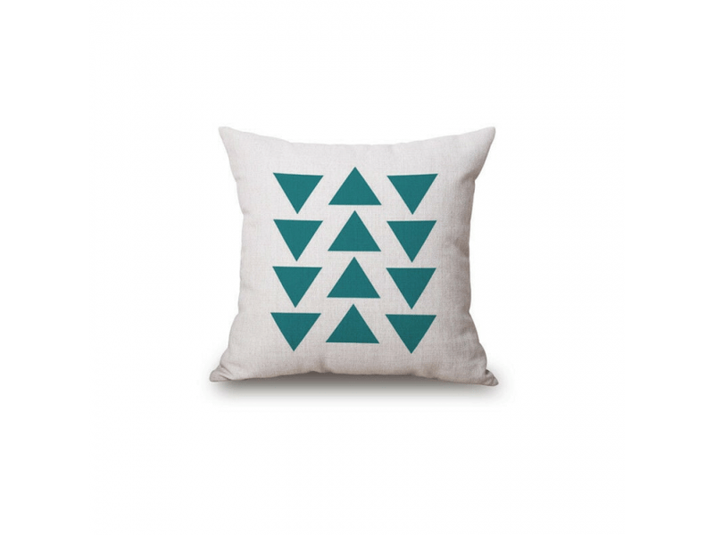  Housse de coussin - pièces housses de coussin 45 x 45 cm, taie d'oreiller décorative carrée housse de coussin de canapé triangle bleu imprimé motif géométrique coton lin  - Conforama E