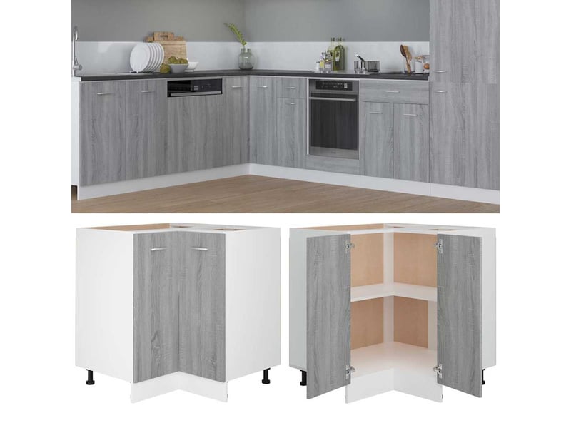  Meuble de cuisine lyon gris sonoma 75,5x75,5x81,5cm bois d'ingénierie  - Conforama B